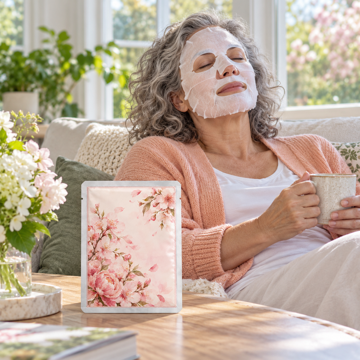 π Sheet Masks | Sheet | Home Spa | Her | Pink-Floral Elegance