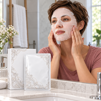 🤍 Sheet Masks | Self-Care | Home Spa | Her | Lace-Inspired Floral Elegance