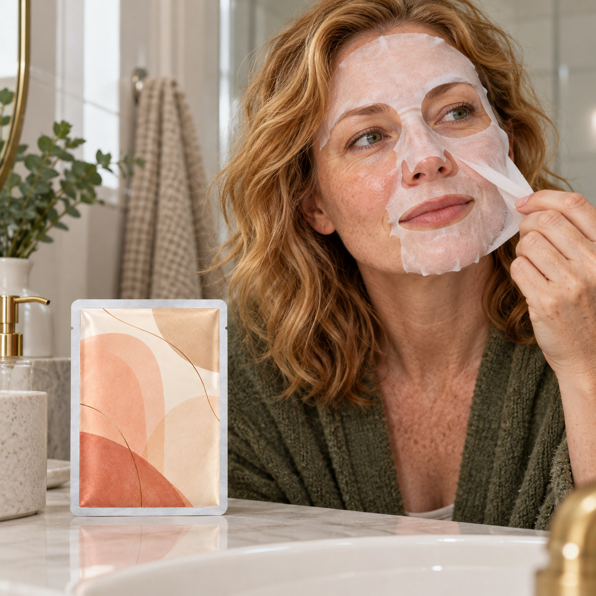 🌸 Sheet Masks | Sheet | Home Spa | Her | Peach-Toned Elegance
