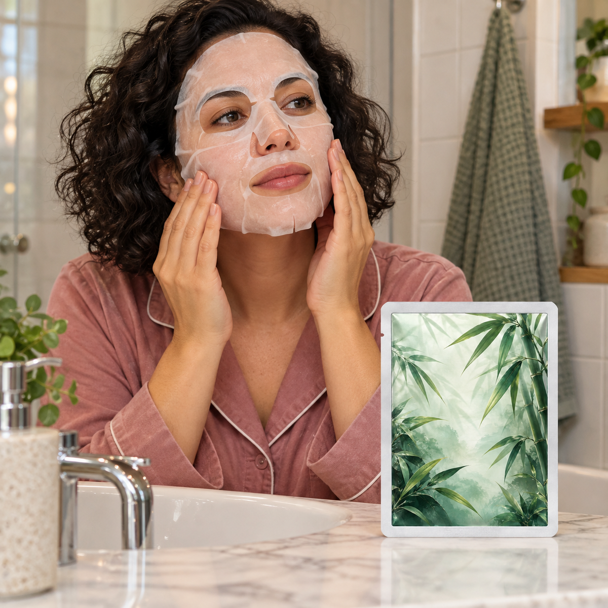 🍃 Sheet Masks | Sheet | Home Spa | Her | Bamboo-Inspired Elegance