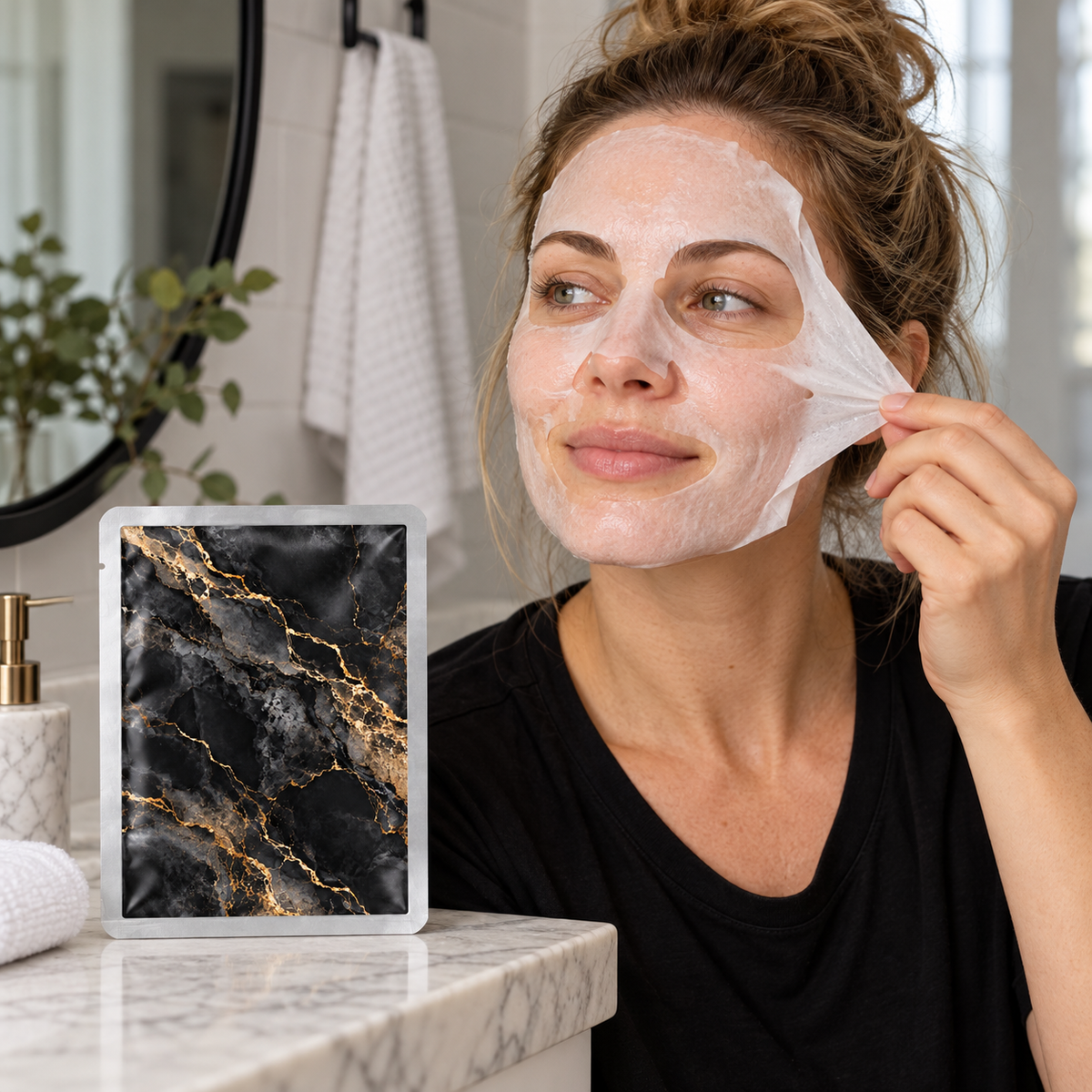 🖤 Sheet Masks | Self-Care | Home Spa | Her | Black-and-Gold Elegance