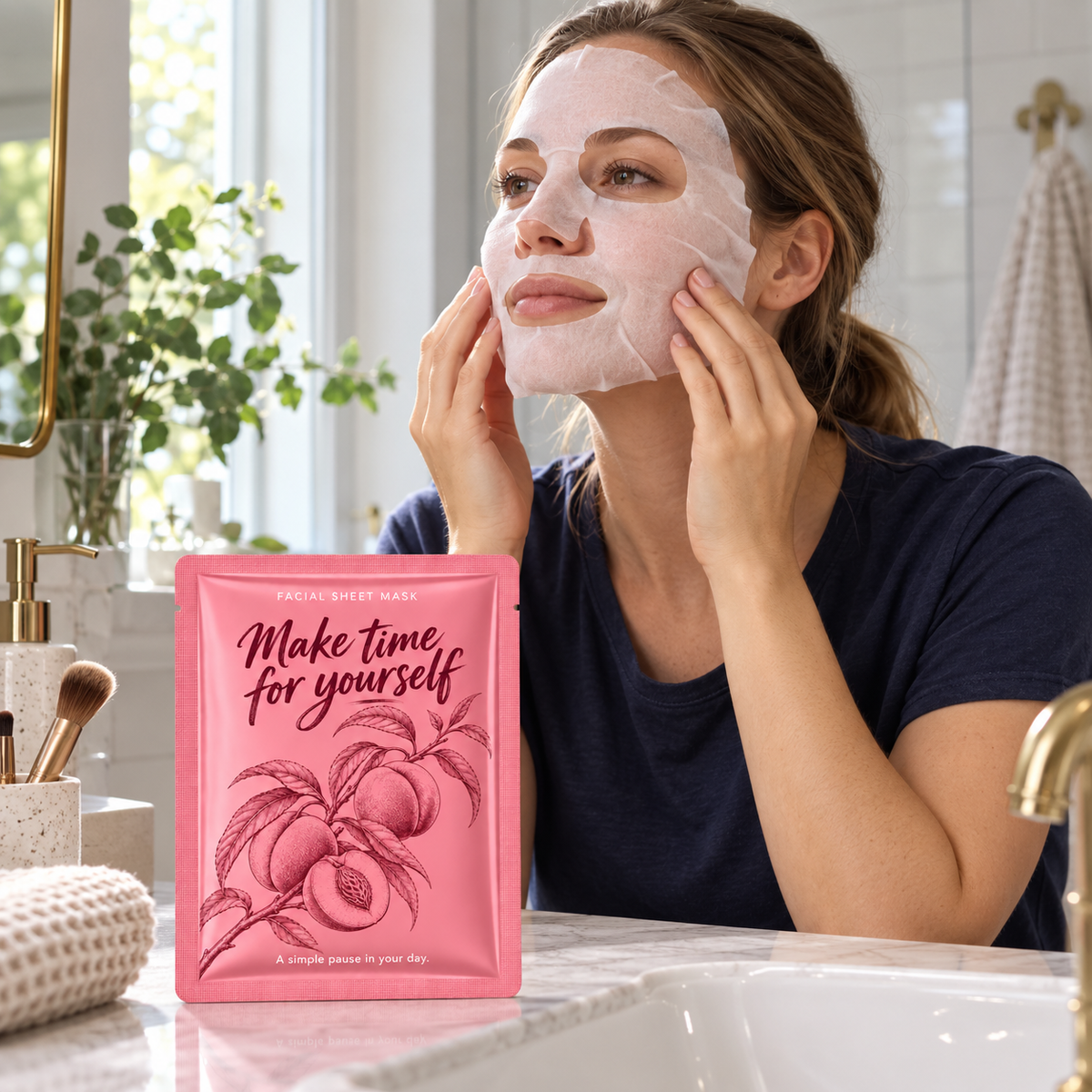 🍑 Sheet Masks | Self-Care | Home Spa | Her | Peach-Illustrated Charm
