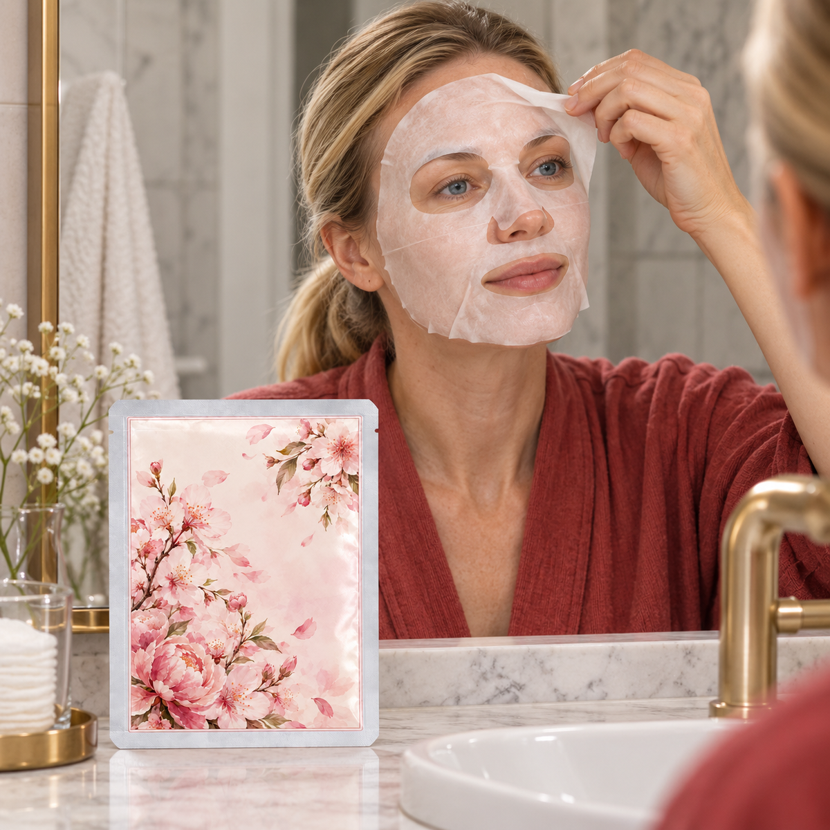 🎀 Sheet Masks | Sheet | Home Spa | Her | Pink-Floral Elegance