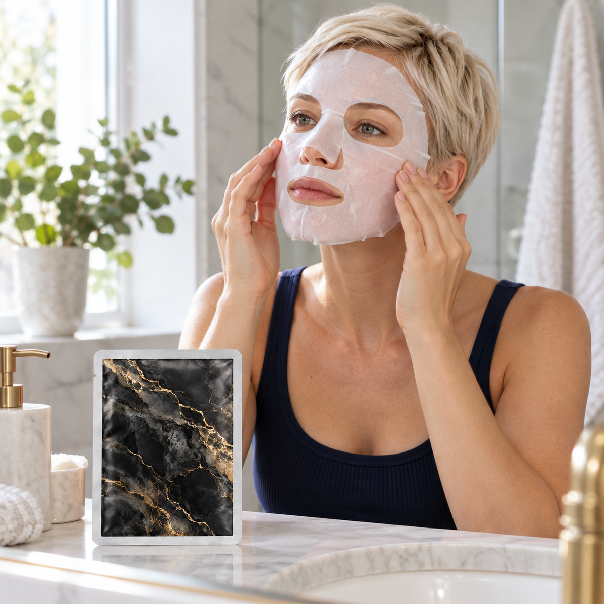 🖤 Sheet Masks | Self-Care | Home Spa | Her | Black-and-Gold Elegance