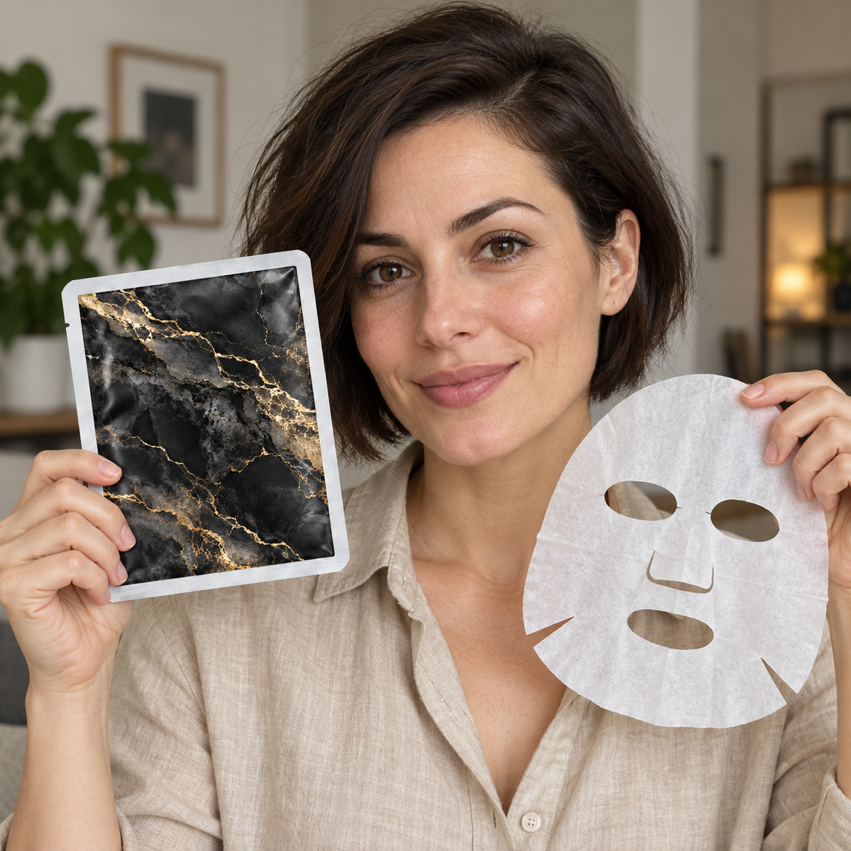 🖤 Sheet Masks | Self-Care | Home Spa | Her | Black-and-Gold Elegance