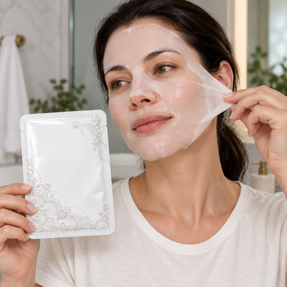 🤍 Sheet Masks | Self-Care | Home Spa | Her | Lace-Inspired Floral Elegance