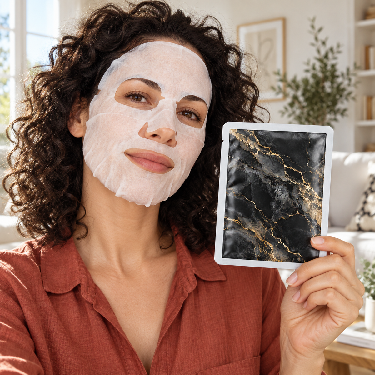 🖤 Sheet Masks | Self-Care | Home Spa | Her | Black-and-Gold Elegance