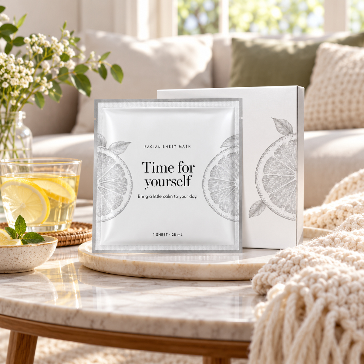 🍋 Sheet Masks | Self-Care | Home Spa | Her | Citrus-Illustrated Elegance