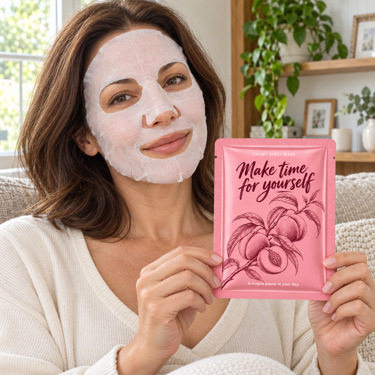 🍑 Sheet Masks | Self-Care | Home Spa | Her | Peach-Illustrated Charm
