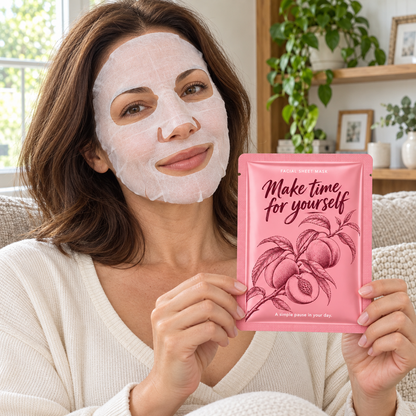 🍑 Sheet Masks | Self-Care | Home Spa | Her | Peach-Illustrated Charm