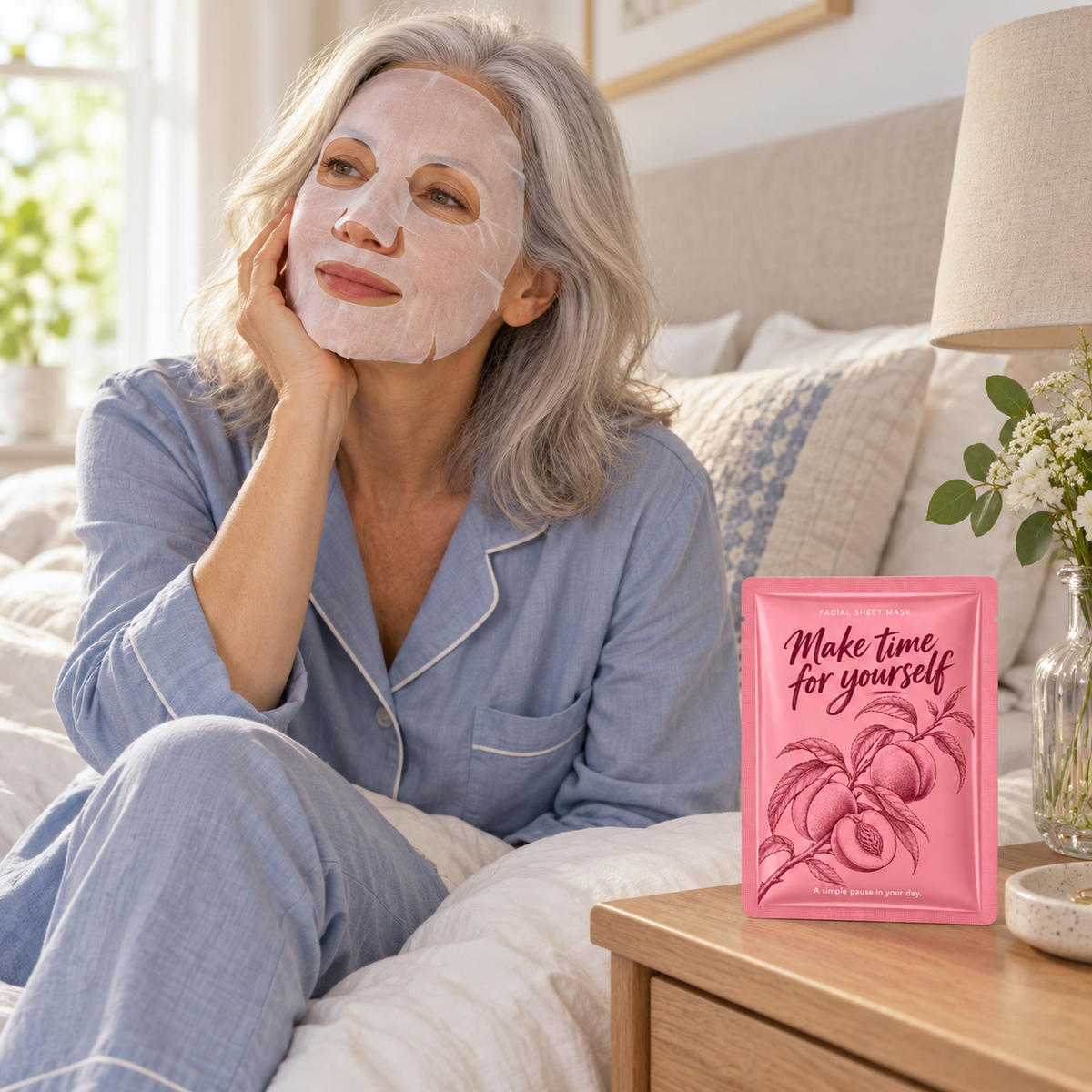 🍑 Sheet Masks | Self-Care | Home Spa | Her | Peach-Illustrated Charm